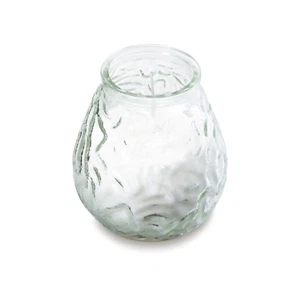 White Low Boy Candles With 70 Hour Burn Time Wax Filled Glass Jar Indoor Outdoor - Picture 1 of 13