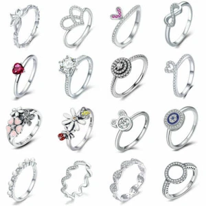 Free Shipping S925 Sterling Sparkling Bow CZ Rings Fit Women Authentic Jewelry - Picture 1 of 61