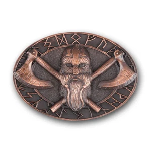 Handcrafted Nordic Viking Warrior & Axe Chocolate Bronze Pewter Kilt Belt Buckle - Picture 1 of 1