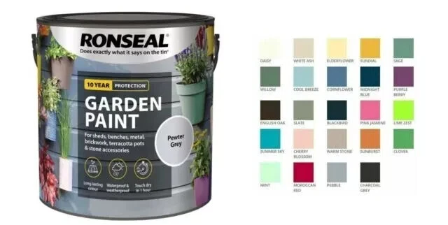 Ronseal Vernice Giardino Esterno - Per Esterno Legno Metallo Pietra Mattone - Tutti i Colori - Immagine 1 di 1