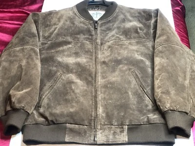 Chaqueta de bombardero forrada de cuero genuino Boston Harbour New England 1630 para hombre XL  Foto 1 de 4