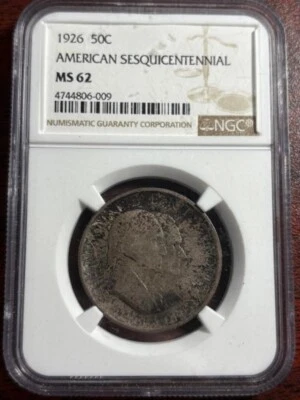 1926 America Sesquicentennial Commemorative Half Dollar 50c NGC MS62 dark tone - Image 1 of 4