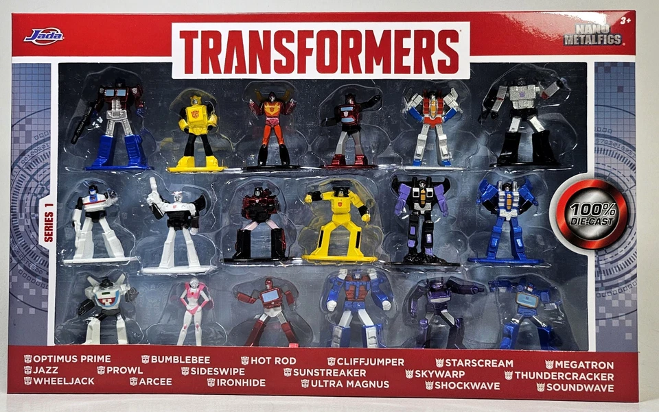 JADA 2022 TRANSFORMERS G1 NANO METALFIGS WAVE 1 18-PACK 1.5" DIE-CAST FIGURE SET - Image 1 of 4