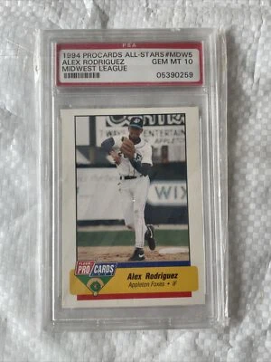 1994 Fleer Procards Midwest League All-Stars Alex Rodriguez RC #5 PSA 10 - Image 1 of 2