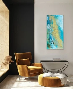 Großes zeitgenössisches ABSTRAKTES ACRYL STRUKTUR GEMÄLDE 100 x 50 cm LEINWAND Original - Bild 1 von 21