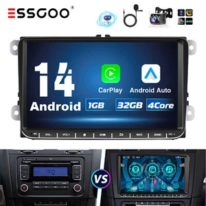 Autoradio Carplay 9" Android 14 GPS RDS Kam MIC Für VW GOLF 5 Passat T5 Polo 6R - Bild 1 von 15