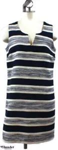 Vestido TOMMY Hilfiger Mujer Azul Rayas Sin Mangas Informal Cuello en V Cremallera Espalda Talla 8 - Imagen 1 de 5