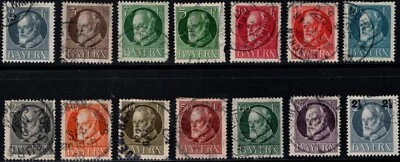 BAVARIA 1914-1920 KING LUDWIG III USED SC#A10/94-97, 99,101-108, C.V. $55/- - Image 1 of 2