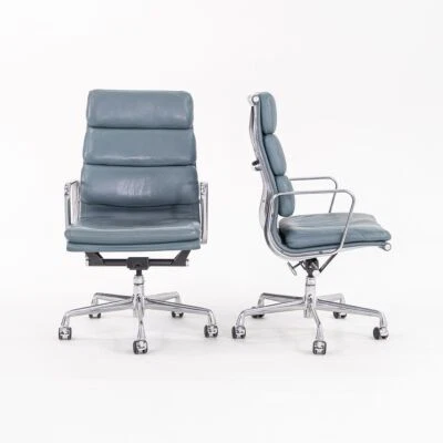 2005 Herman Miller Eames Мягкая Подушка Кресло для Руководителя Стол в Синей Кожи 15+ Наличие - Изображение 1 из 4