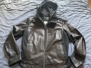 Athleta Strut Lederjacke mit Kapuze braun Leder Größe XL - Bild 1 von 8