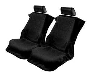 Fundas delanteras de asiento de automóvil Seat Armour de 2 piezas - tela de peluche negra lisa - Imagen 1 de 1