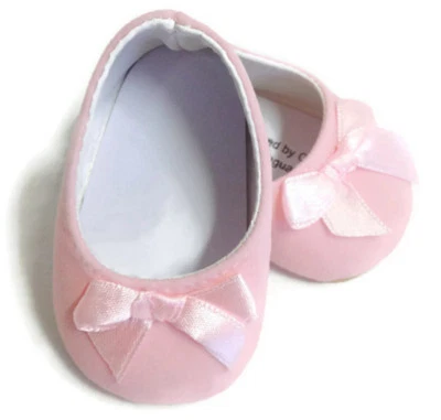 DORI'S DOLL BOUTIQUE Pink Suede Bow Shoes for 18 inch Doll Clothes Girl