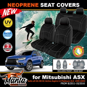 Manta Black Neoprene Seat Covers Mitsubishi ASX XA XB XC LS 2ROWs 11/2016-2024 - Picture 1 of 8
