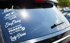 CAR DECAL GIRL JDM STICKERS VINYL 5 PACK LOT LADY DRIVEN LOW FUNNY TUNER BOOST  - Picture 1 of 1