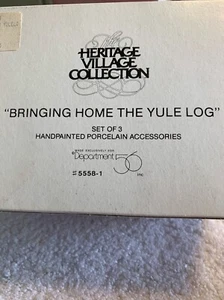 HERITAGE VILLAGE Bringing Home the Yule Log 3 Piece Set Dept. 56 Christmas - Imagen 1 de 7