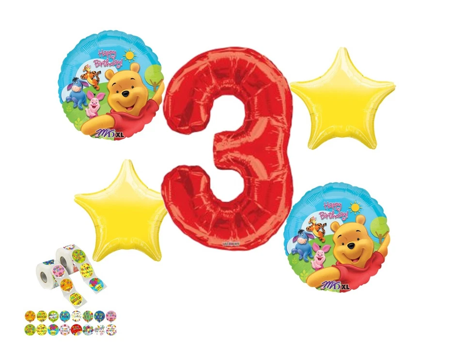 Winnie The Pooh Tercer Cumpleaños Globo Ramo Cumpleaños Decoraciones Suministros Foto 1 de 1