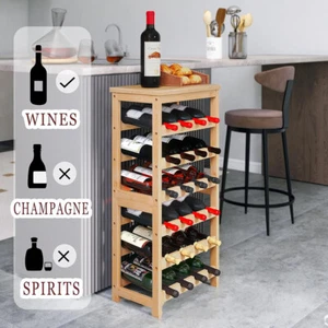 UK 24 Botttle Wine Rack Freestanding Floor 6 Tier Wine Rack Shelf with Table - Picture 1 of 10