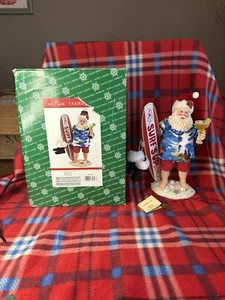 Kurt Adler Fabriche Beach Santa With Surfboard Figurine  Multicolor RARE 💕 - Picture 1 of 11