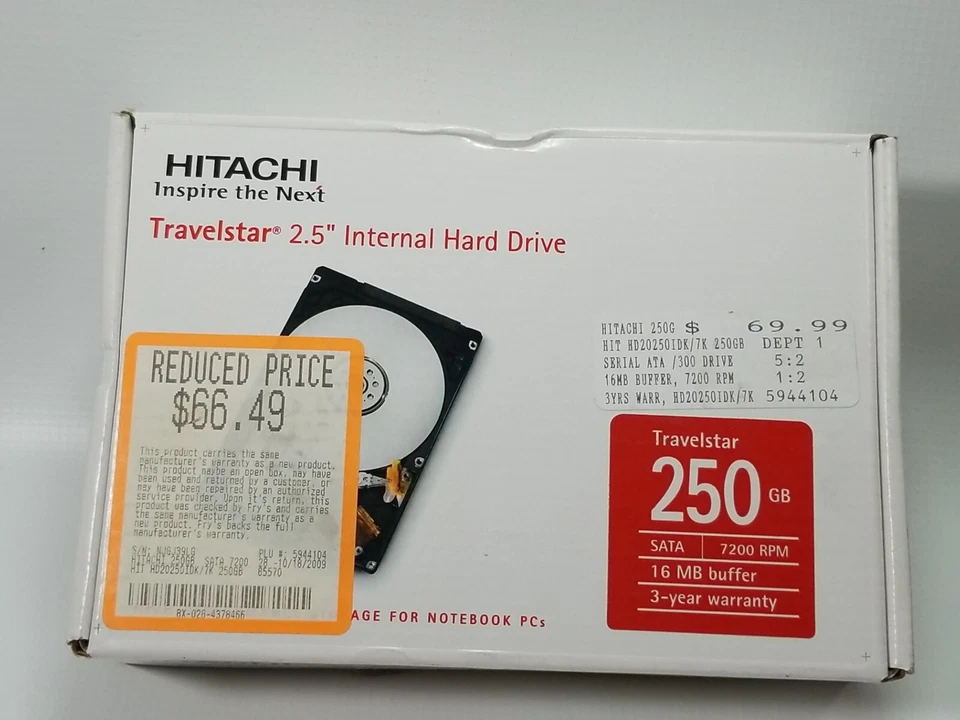 Hitachi Travelstar 7K320 HTS723225L9A360 250 GBl,7200 RPM,2.5" SATA Notebook HDD - Image 1 of 4