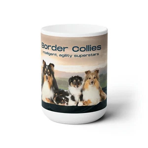 Border Collie Kaffeebecher 15oz groß Latte Tasse Hund Haustier glänzend Original NEU - Bild 1 von 5