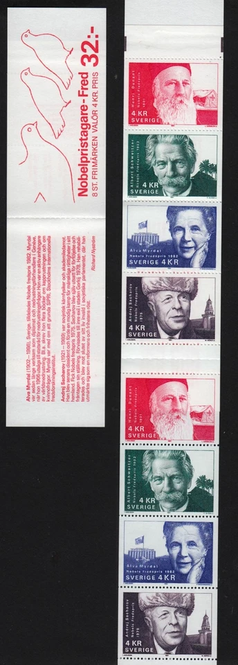 1991 SWEDEN Nobel Laureates MNH complete booklet of 8 Mi. 1696-99 (2 sets of 4) - Image 1 of 1