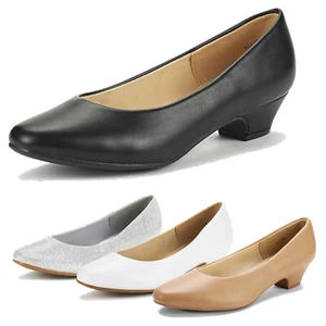 Women Wide Size Available Office Work Pumps Low Chunky Business Dress Pumps - Picture 1 of 21