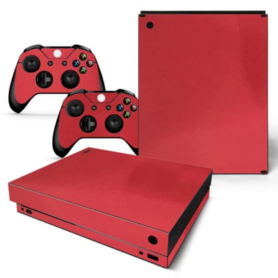For Xbox One X Skin Console & 2 Controllers Red Glossy Finish Vinyl Wrap Decal  - Image 1 of 2