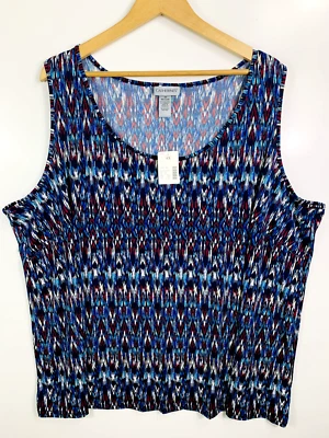Top para mujer CATHERINES talla grande 4X 30/32 azul rojo sin mangas elástico nuevo con etiquetas Foto 1 de 4