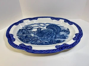 Vintage Transferware, Serving Turkey Platter, Blue, Heavy. Great of Thanksgiving - Picture 1 of 7