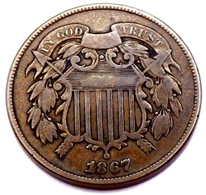 1867 Two Cents grades Fine+ - Picture 1 of 2