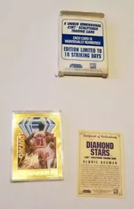 Tarjeta esculpida de oro de 23 quilates Bleachers Dennis Rodman 1996 estrellas de diamante/10.000 - Imagen 1 de 8