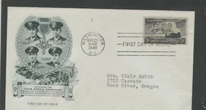 USA 1948 FIRST DAY COVER FOUR HEROIC CHAPLAINS + CACHET - Picture 1 of 1