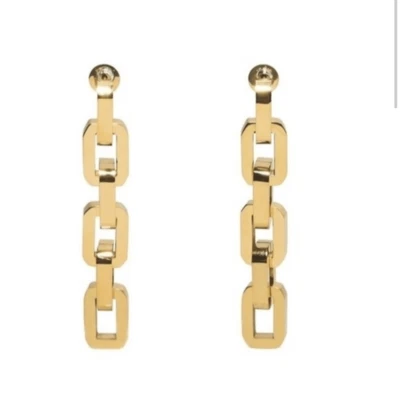 Eddie Borgo Gold Supra Chain Link Earrings 2” Drop Post Back 12k Gold Vermeil - Image 1 of 4