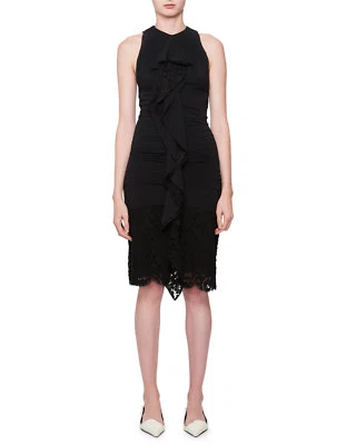 NEW, Proenza Schouler Sleeveless Ruched Georgette Dress in Black - Size 4 #CR6 - Image 1 of 4
