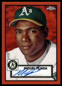 Topps 2021 cromo platino Miguel Tejada naranja refractor automático 6/25 atletismo - Imagen 1 de 2
