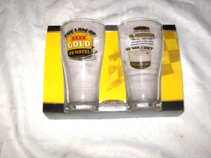 A Boxed Pair of XXXX GOLD V8 Mates Advertising Schooner Glasses No2 Garth Tander - Picture 1 of 5