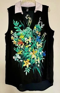 ALFANI schöne BLUSE mit Blumen, Spitze und weißem Kragen. Ärmellos - Bild 1 von 6