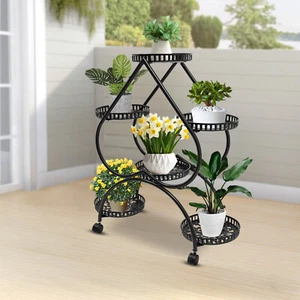 6 Trays Metal Plant Stand Outdoor Indoor Flower Pot Rack Display Shelf Garden - Picture 1 of 12