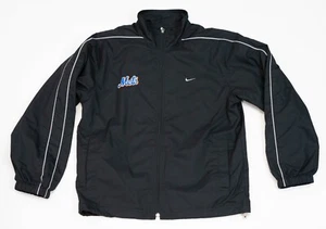 Giacca da baseball vintage Nike NY New York Mets MLB full zip uomo M Y2K grigia etichetta - Foto 1 di 18