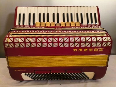 Hohner Atlantic III Accordion 120 B 3 Choirs in Red - Fully Refurbished - - Image 1 of 4