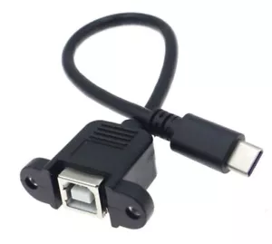 USB C Male to USB 2.0 B Type Female Panel Mount Printer Extension Cable 20cm NEW - Picture 1 of 7