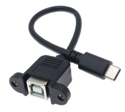 USB C Male to USB 2.0 B Type Female Panel Mount Printer Extension Cable 20cm NEW - Image 1 of 4