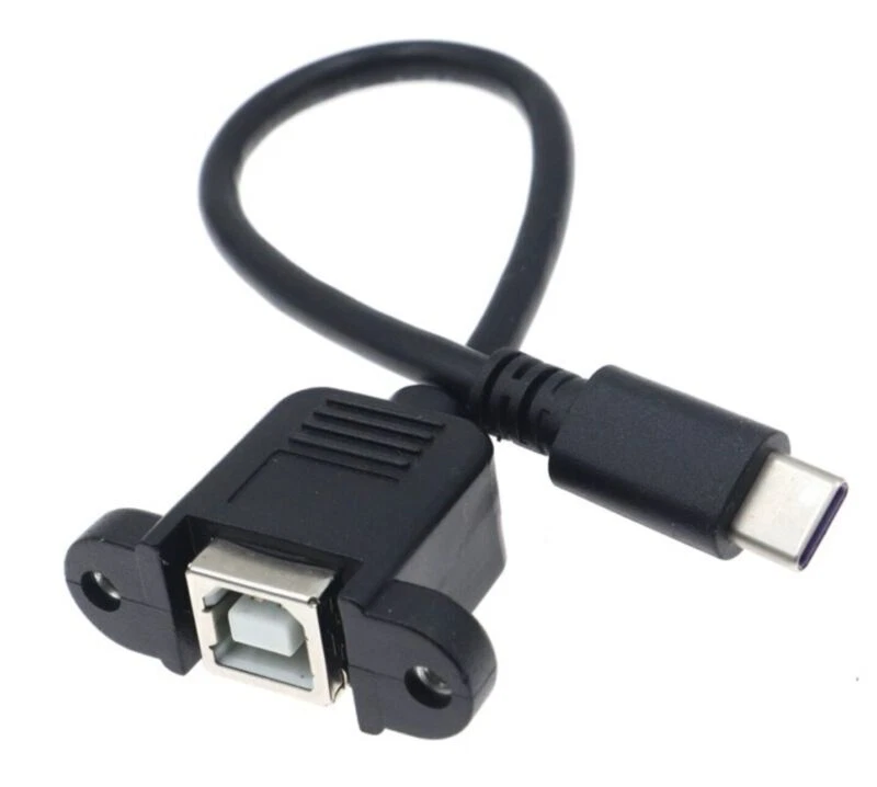 USB C Male to USB 2.0 B Type Female Panel Mount Printer Extension Cable 20cm NEW - Image 1 of 4
