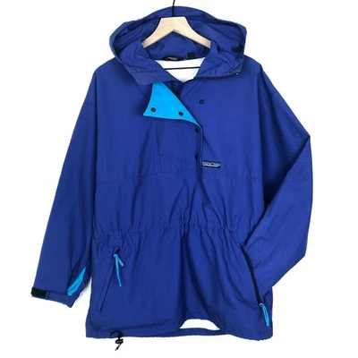 Chaqueta De Colección Patagonia Anorak Smock Para Mujer Talla 12 Azul Nylon Bolsillos con Capucha Años 90 Foto 1 de 4