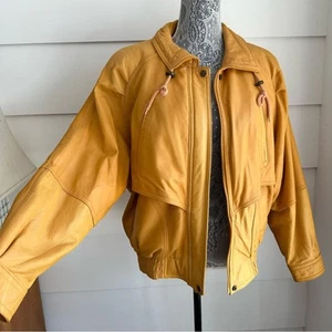 Vintage Wilsons Yellow Leather Bomber Jacket with Thinsulate lining size M - Picture 1 of 11