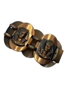Copper wide Panel Egyptian Sphinx Tourist Bracelet Souvenir Egyptology vintage - Picture 1 of 12
