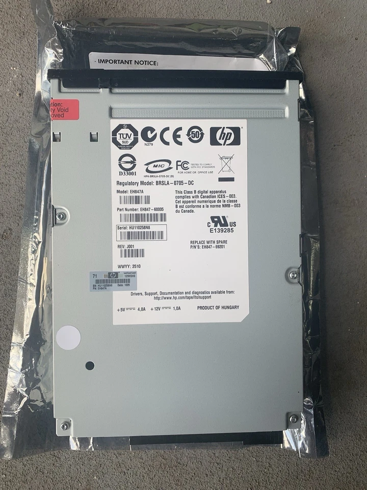 HP EH847A StorageWorks LTO-3 Ultrium 920 SCIS Internal Tape Drive New Old Stock - Image 1 of 4