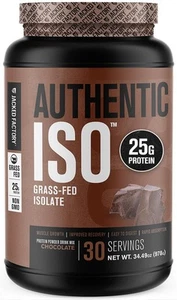 Authentic ISO Grass Fed Whey Protein Isolate Powder - Low Carb, Non-GMO Muscl... - Picture 1 of 8