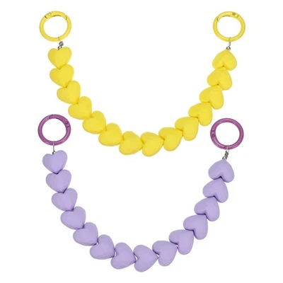 2PCS Purse Extender Chain, Acrylic Heart Chain Decorative Strap, Yellow&Purple - image 1 of 4