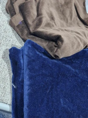 fabric remnant - velvet blend fabric - 1x brown, 1 x blue. both less than a mt - Image 1 of 2